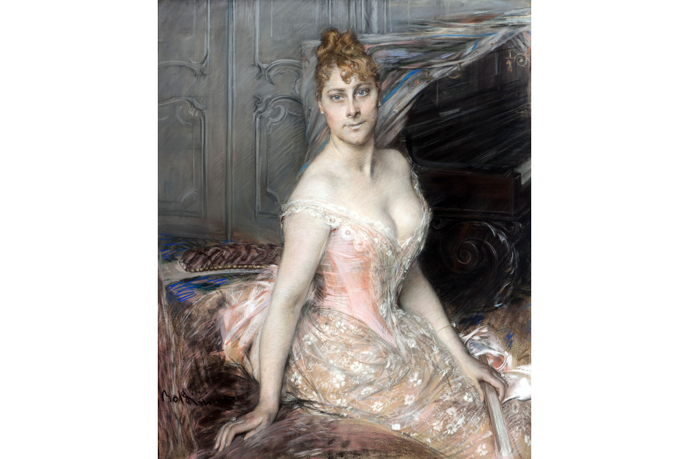 Джованни Больдини, "Портрет графини Витта", пастель, шёлк, 110x89 см