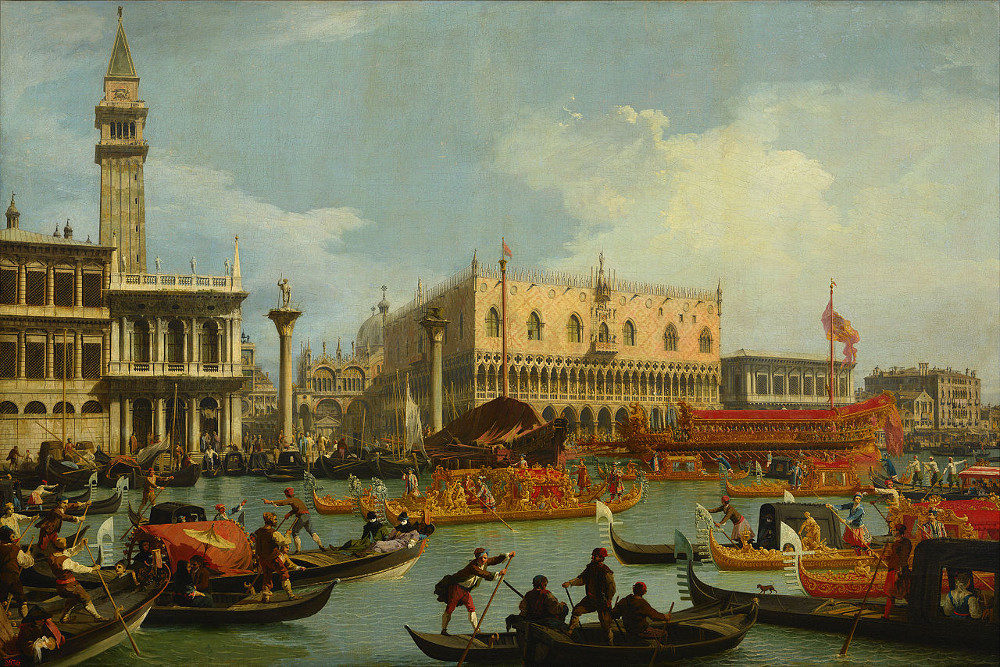 Canaletto - Bucentaur's return to the pier by the Palazzo Ducale @ Google Art Project.jpg
